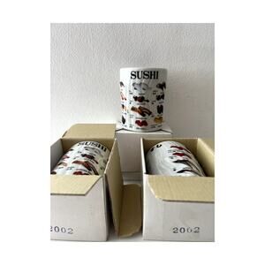 Japan Sushi 3 Ceramic No Handle Mugs With Pictures English Descriptions New